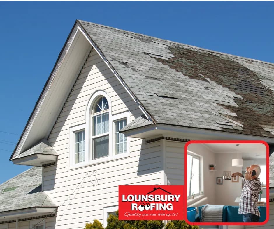 Damaged shingles on a central Virginia home in need of roof repair